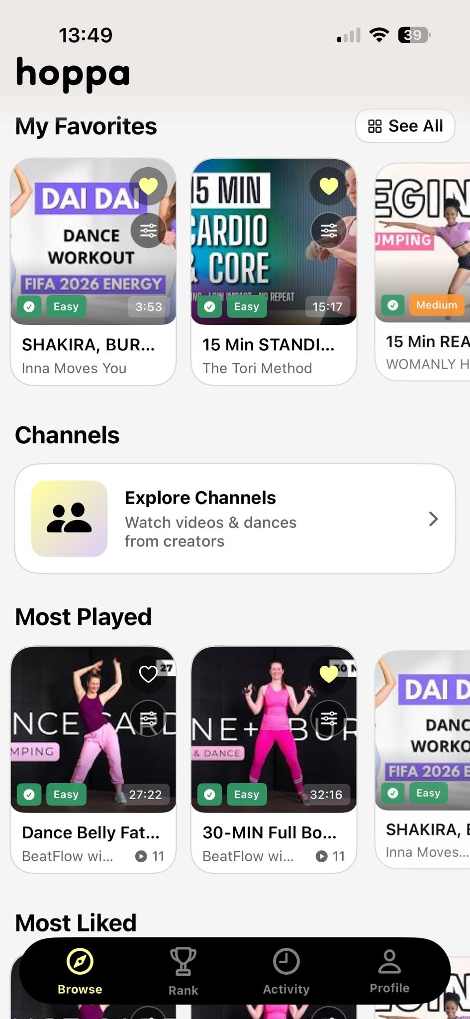 Hoppa Browse screen on iPhone